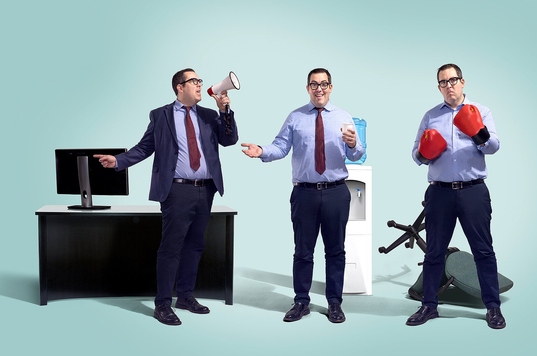 Office boss types conceptual photography by John Kuczala
