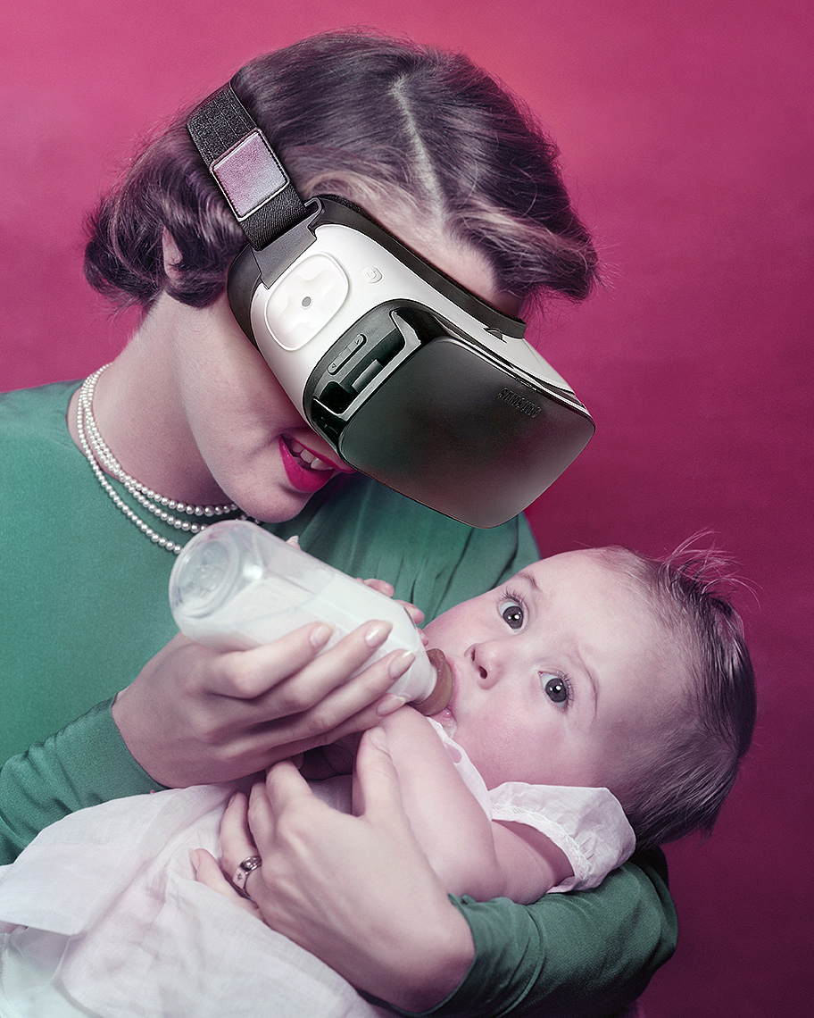 Virtual reality parenting photo-illustration by John Kuczala