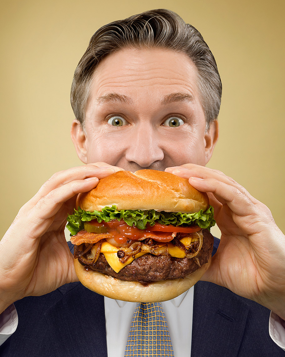 Best big hamburger food photography by John Kuczala