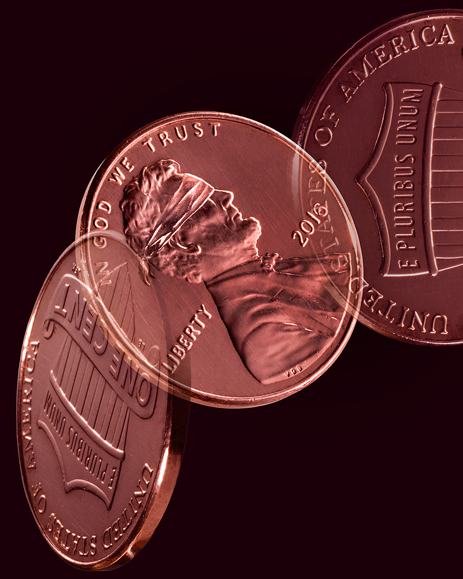 Lincoln blindfolded on penny photo-Illustration by John Kuczala