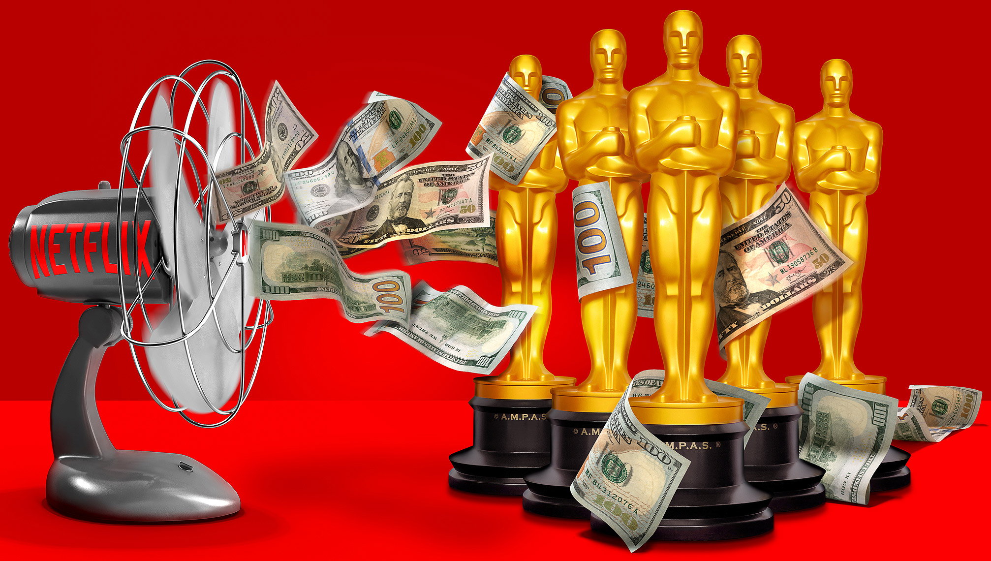Netflix throws money at Oscar photo-illustration by John Kuczala
