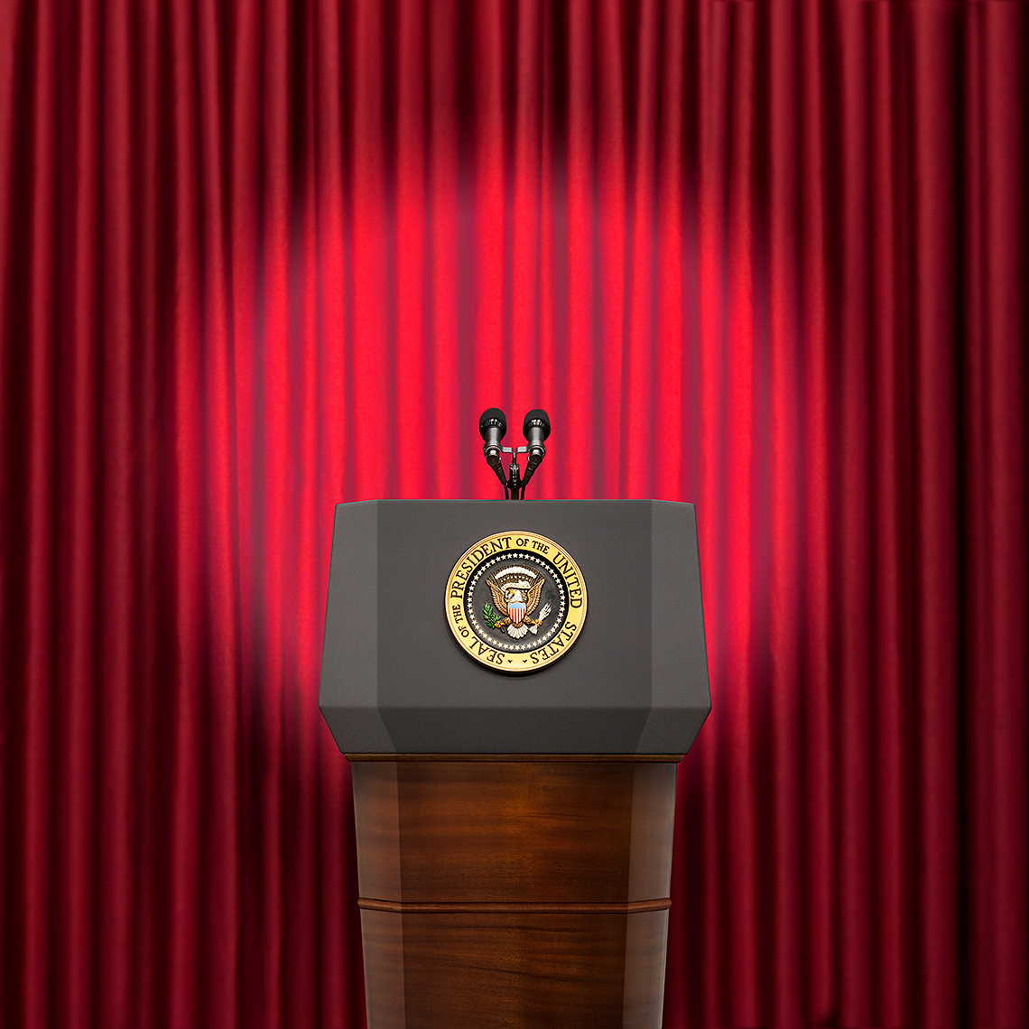 President of the US podium photo-illustration by John Kuczala