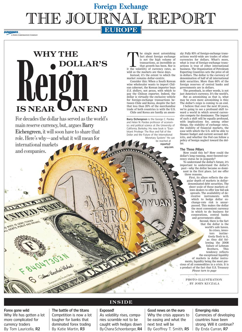 Dollar vs Euro and Yuan photo-illustration by John Kuczala